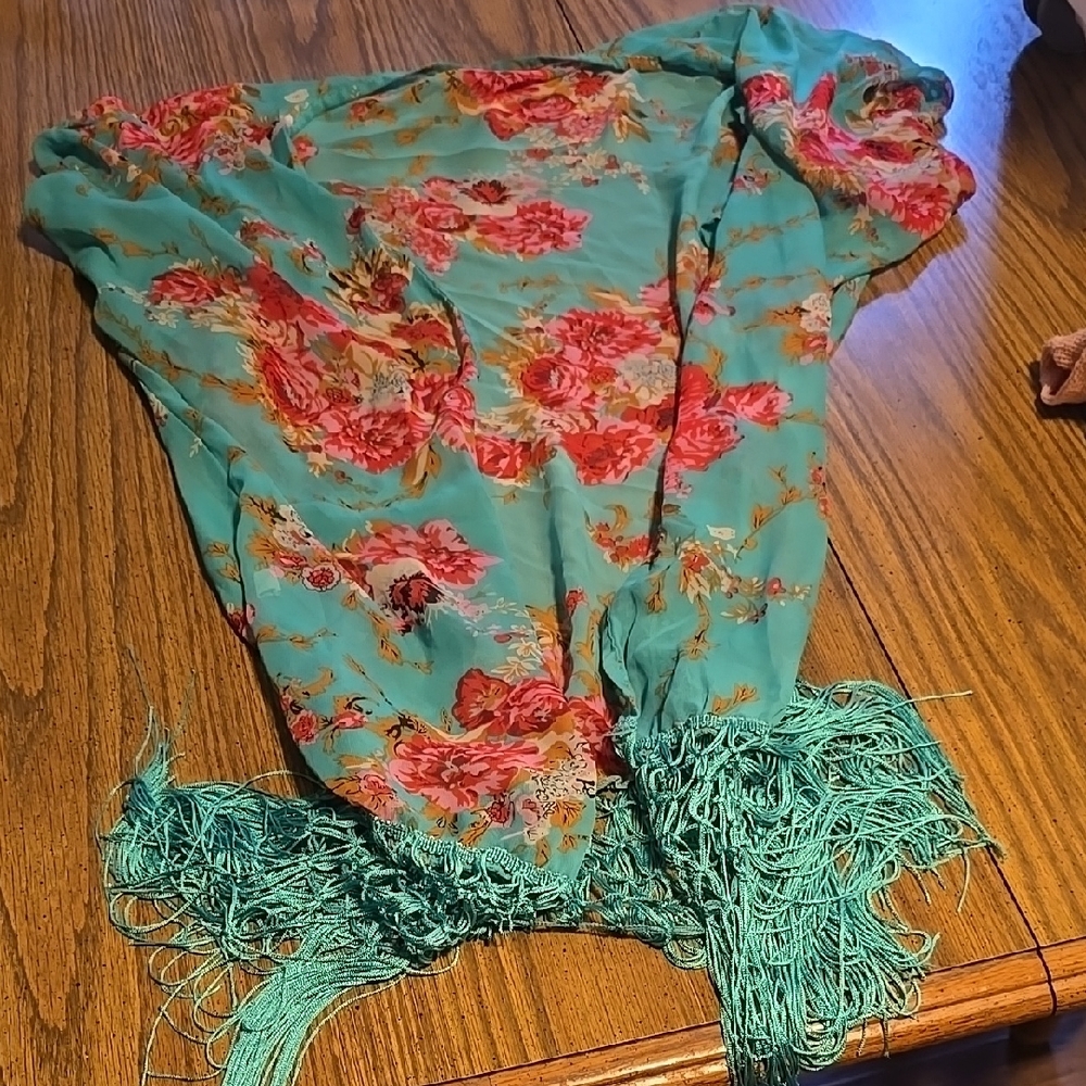 Floral Fringe Cardigan